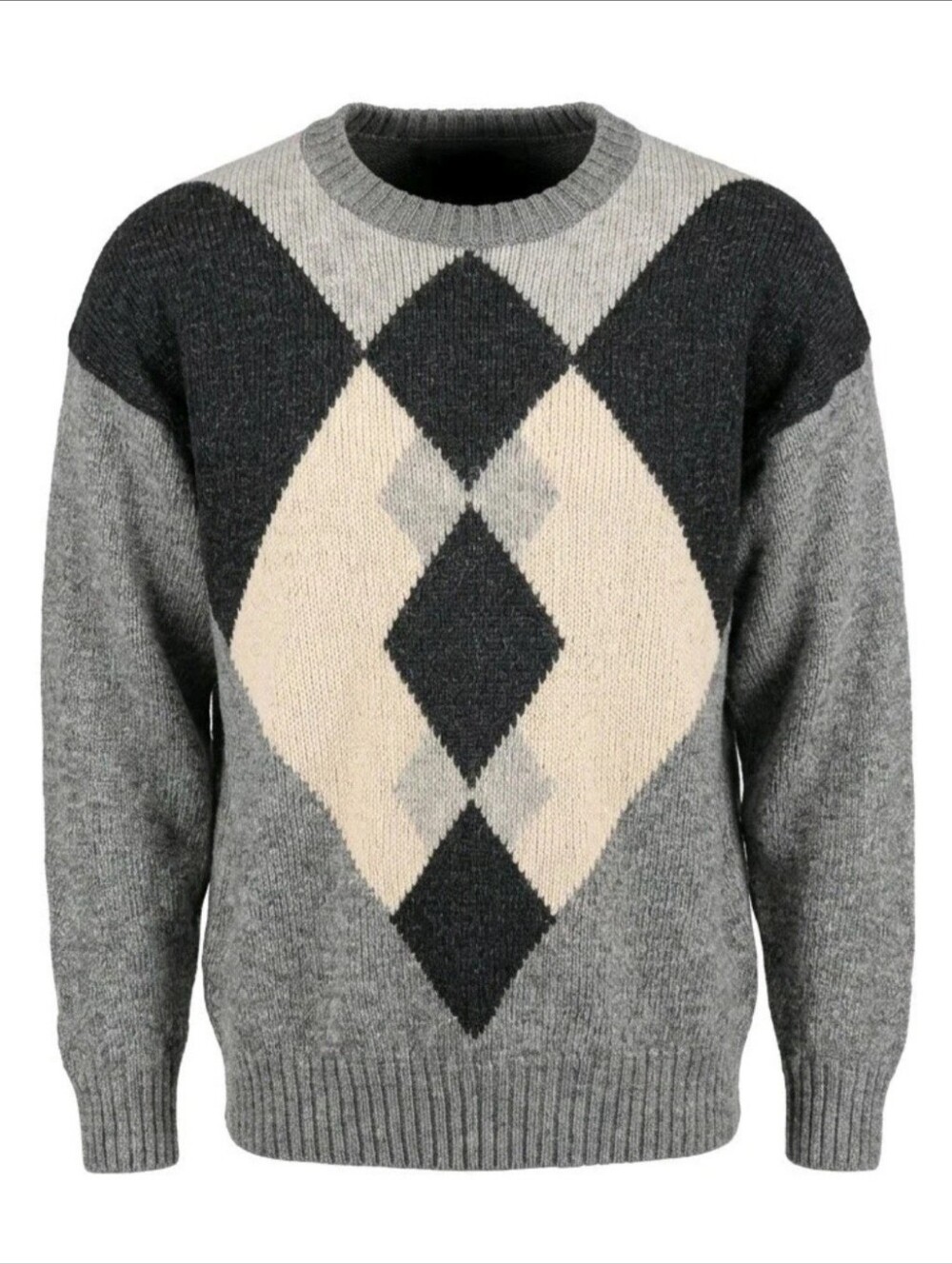 Vtg 90s Hunting Horn Sweater Mens Large Argyle Shetland Wool Grandpa Academia